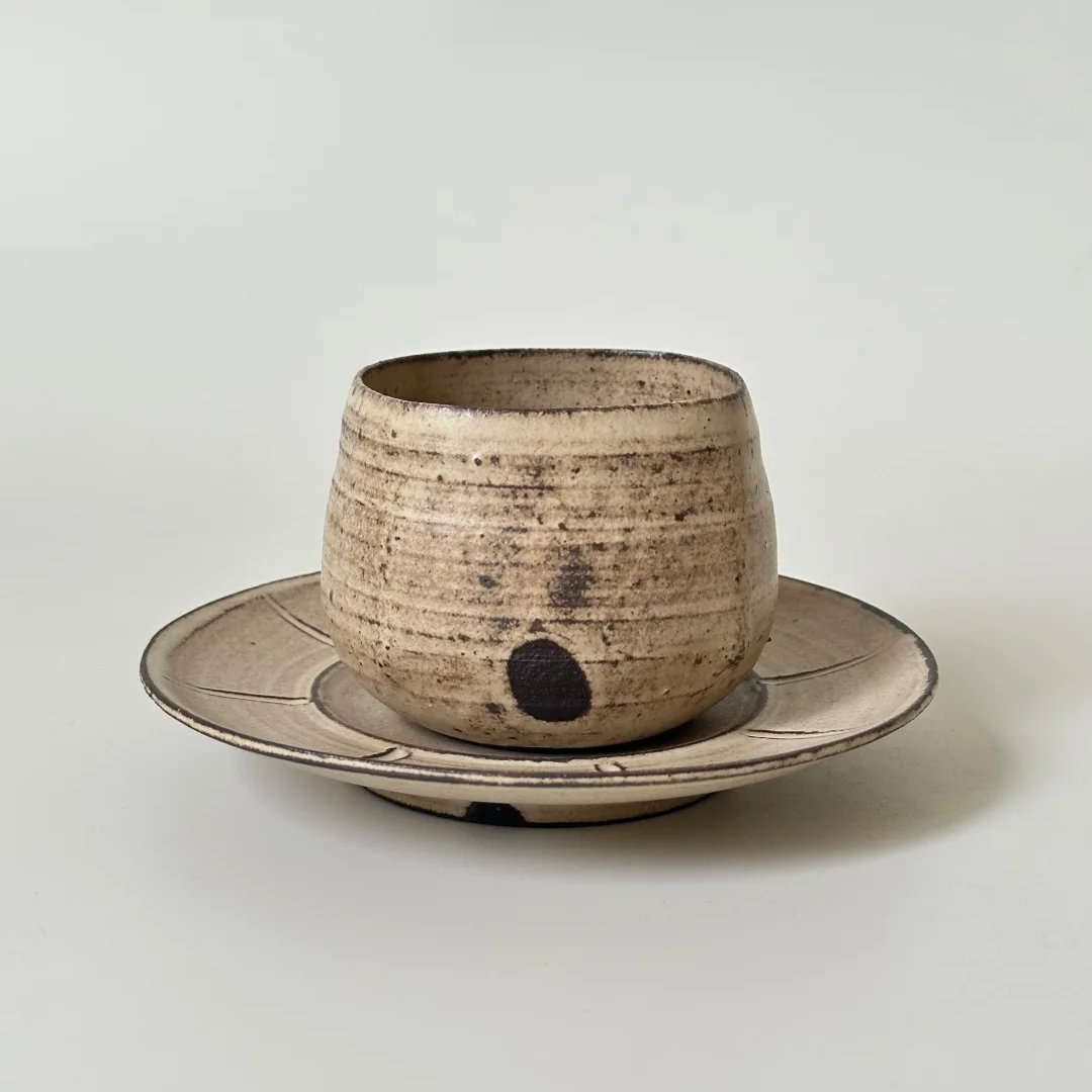Dot Pattern Cup and Saucer Set –- Handmade Ceramic