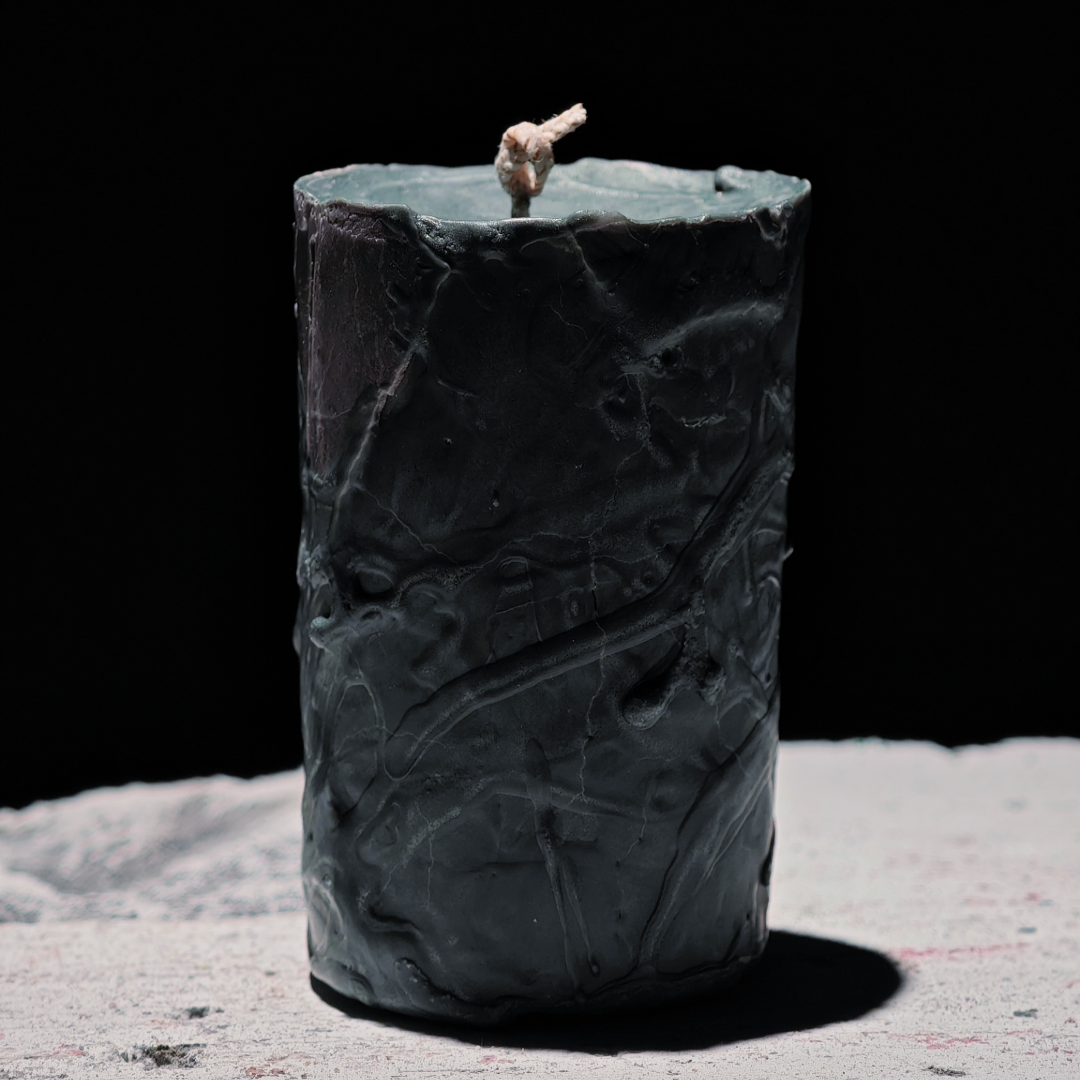 Layered Green Texture Pillar Candle Set - Handmade Candle